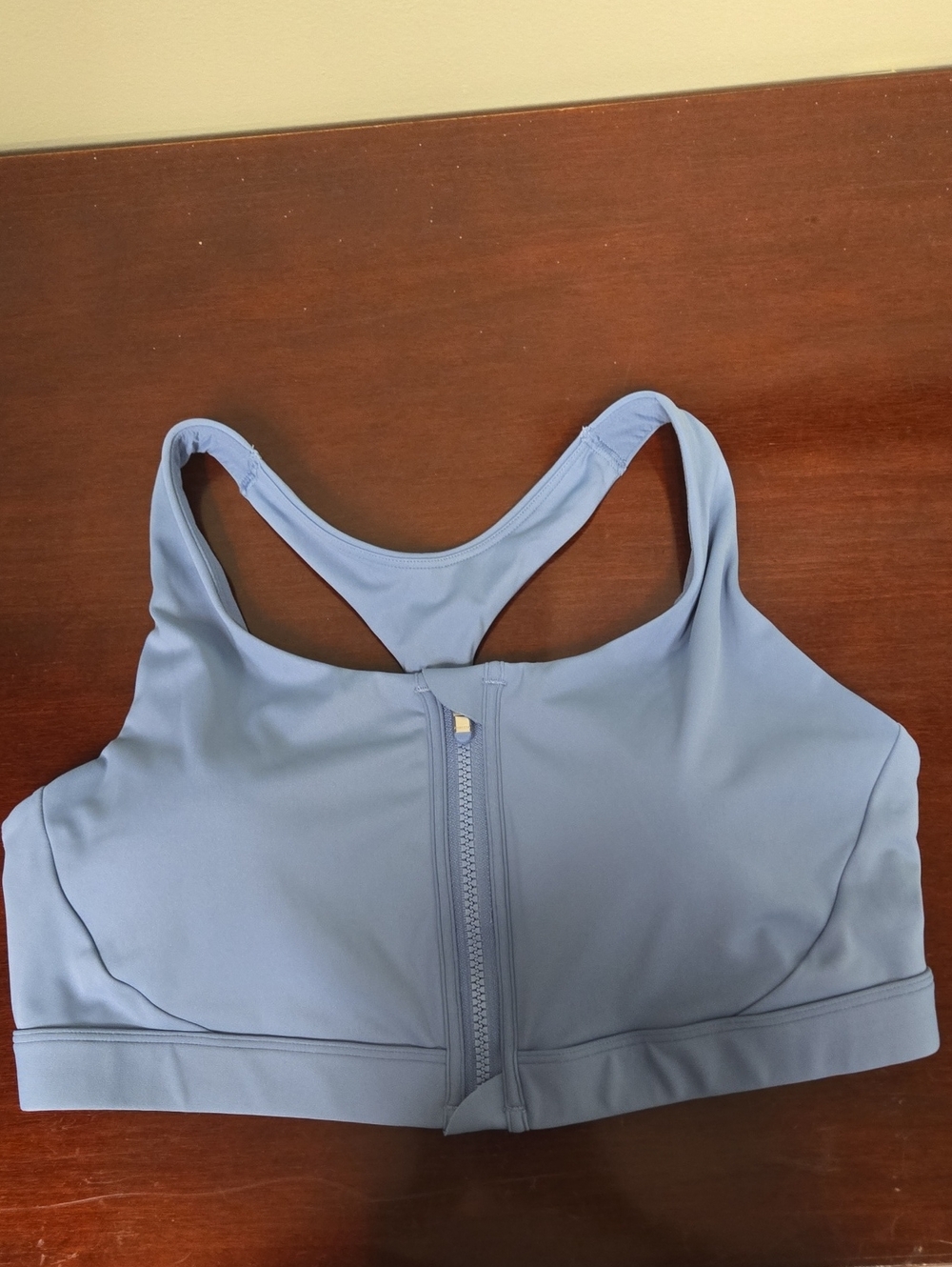 Athleta Front-Zip Racerback Sports Bra - Dusty Blue
